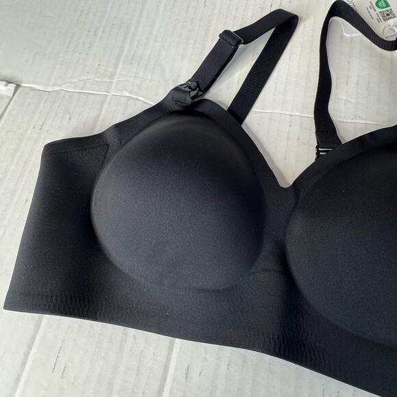 Momcozy Seamless Wireless Nursing Bra Black Removable Pads NWT Size Large - Picture 3 of 10